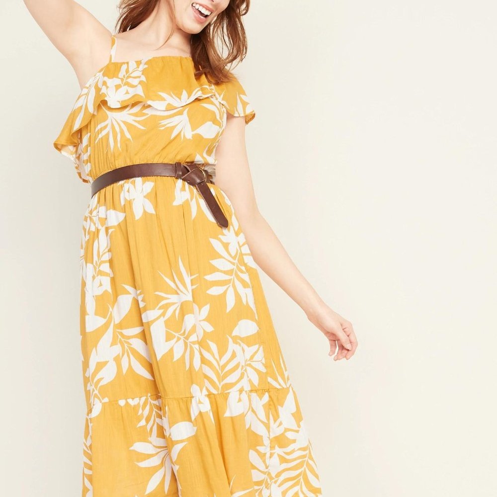 Old Navy Waist-Defined One-Shoulder Midi Dress